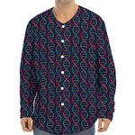 DNA Helix Pattern Print Long Sleeve Baseball Jersey