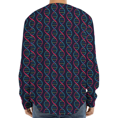 DNA Helix Pattern Print Long Sleeve Baseball Jersey