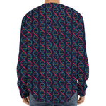 DNA Helix Pattern Print Long Sleeve Baseball Jersey