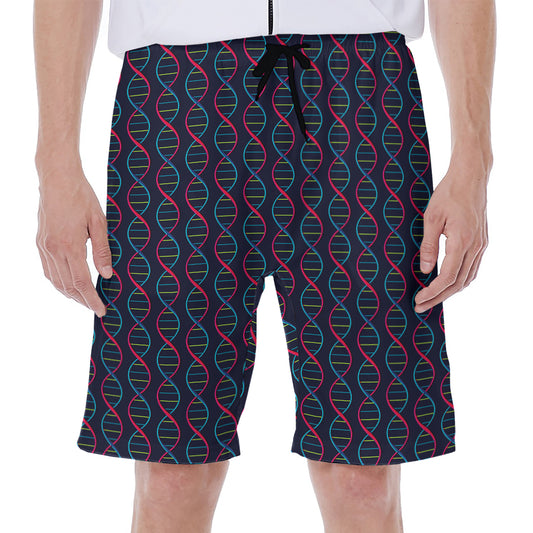 DNA Helix Pattern Print Men's Beach Shorts