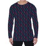 DNA Helix Pattern Print Men's Long Sleeve T-Shirt