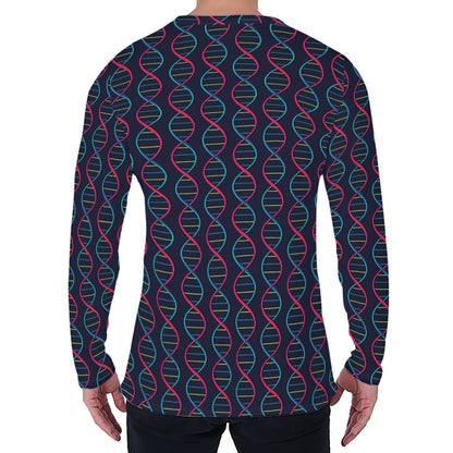 DNA Helix Pattern Print Men's Long Sleeve T-Shirt