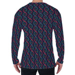 DNA Helix Pattern Print Men's Long Sleeve T-Shirt