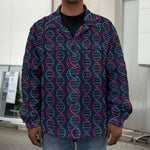 DNA Helix Pattern Print Men's Shirt Jacket