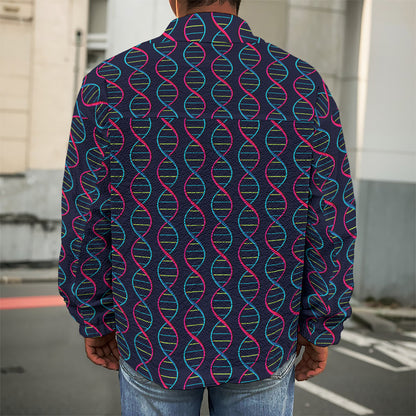 DNA Helix Pattern Print Men's Shirt Jacket