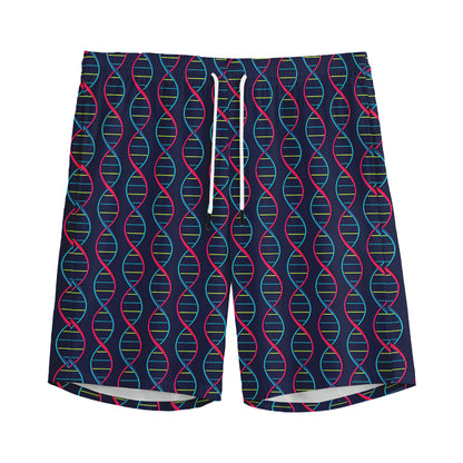 DNA Helix Pattern Print Men's Sports Shorts