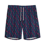 DNA Helix Pattern Print Men's Sports Shorts