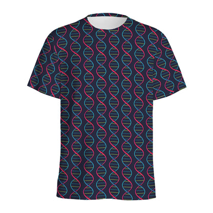 DNA Helix Pattern Print Men's Sports T-Shirt