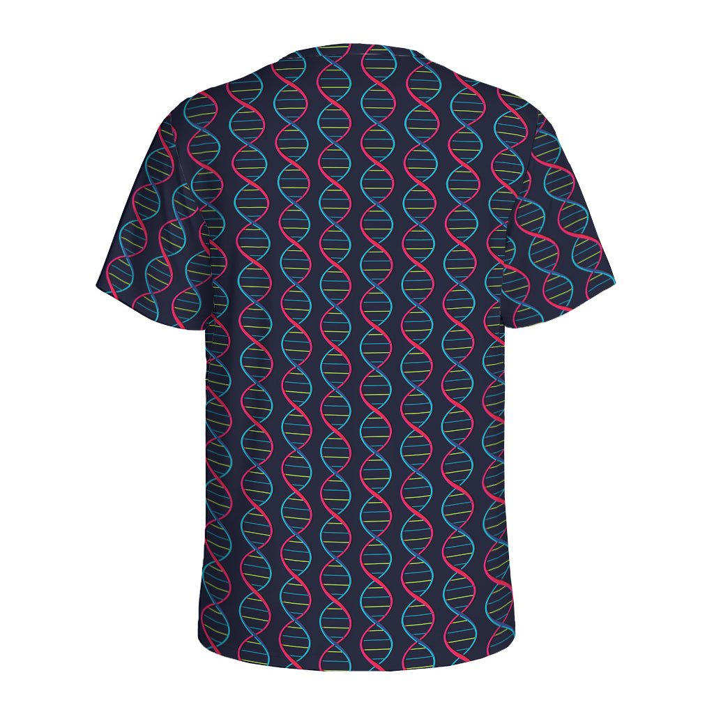 DNA Helix Pattern Print Men's Sports T-Shirt