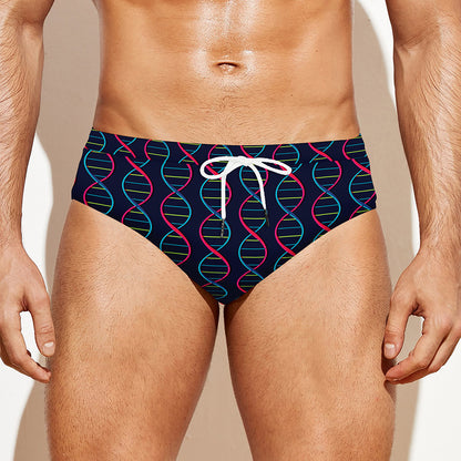 DNA Helix Pattern Print Men's Swim Briefs