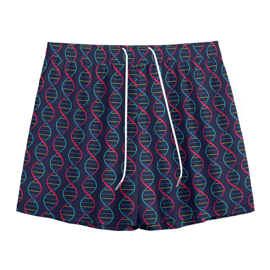 DNA Helix Pattern Print Mesh Shorts