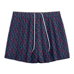DNA Helix Pattern Print Mesh Shorts