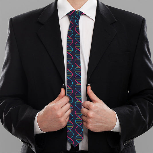 DNA Helix Pattern Print Necktie