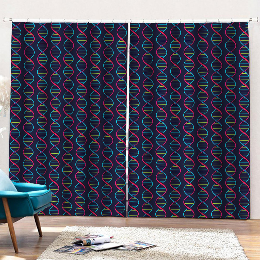 DNA Helix Pattern Print Pencil Pleat Curtains