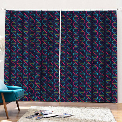 DNA Helix Pattern Print Pencil Pleat Curtains