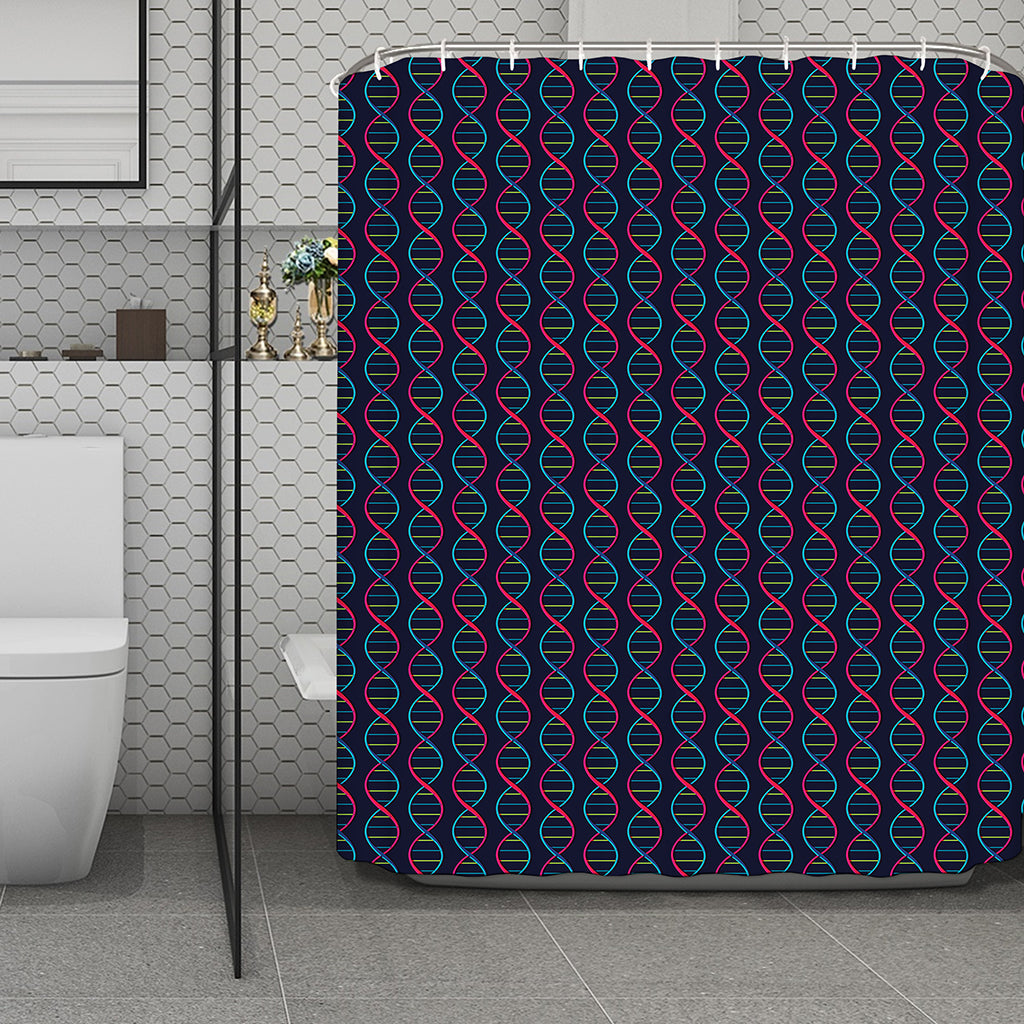 DNA Helix Pattern Print Polyester Shower Curtain