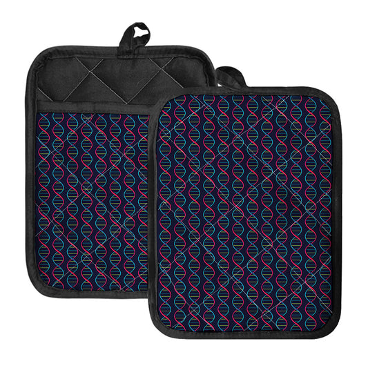 DNA Helix Pattern Print Pot Holders With Pocket