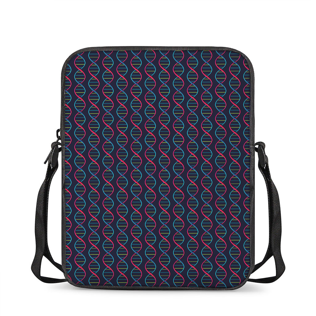 DNA Helix Pattern Print Rectangular Crossbody Bag