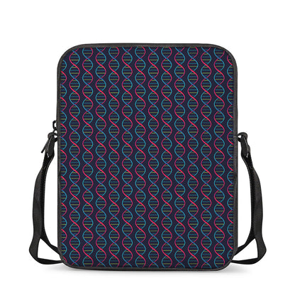 DNA Helix Pattern Print Rectangular Crossbody Bag