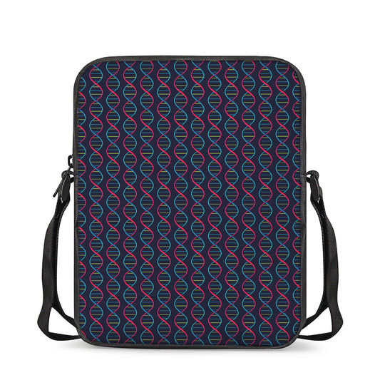 DNA Helix Pattern Print Rectangular Crossbody Bag