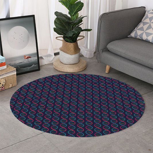 DNA Helix Pattern Print Round Rug