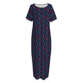 DNA Helix Pattern Print Short Sleeve Long Nightdress