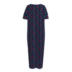 DNA Helix Pattern Print Short Sleeve Long Nightdress