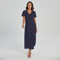 DNA Helix Pattern Print Short Sleeve Maxi Dress