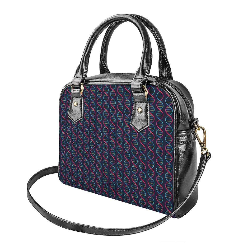 DNA Helix Pattern Print Shoulder Handbag