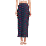 DNA Helix Pattern Print Side Slit Maxi Skirt