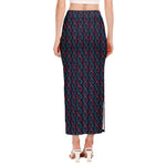 DNA Helix Pattern Print Side Slit Maxi Skirt