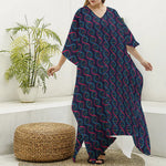 DNA Helix Pattern Print Silk V-Neck Kaftan Dress