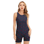 DNA Helix Pattern Print Sleeveless One Piece Swimsuit