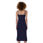 DNA Helix Pattern Print Slim Fit Midi Cami Dress