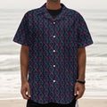 DNA Helix Pattern Print Textured Short Sleeve Shirt