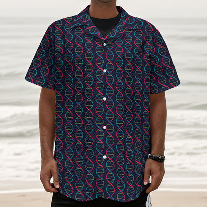 DNA Helix Pattern Print Textured Short Sleeve Shirt