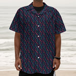 DNA Helix Pattern Print Textured Short Sleeve Shirt