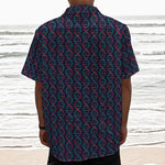 DNA Helix Pattern Print Textured Short Sleeve Shirt