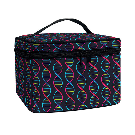DNA Helix Pattern Print Travel Makeup Bag