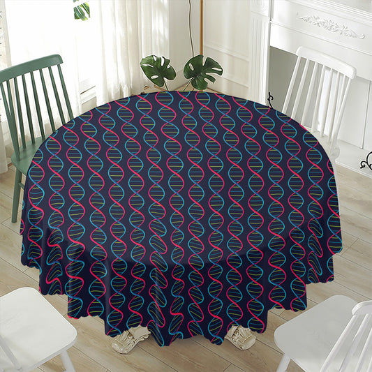 DNA Helix Pattern Print Waterproof Round Tablecloth