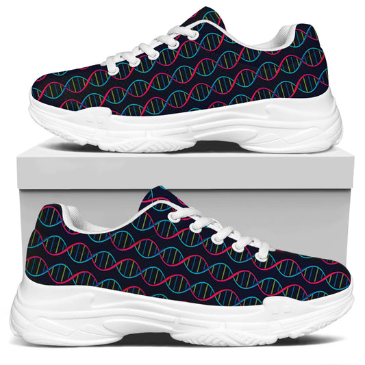 DNA Helix Pattern Print White Chunky Shoes