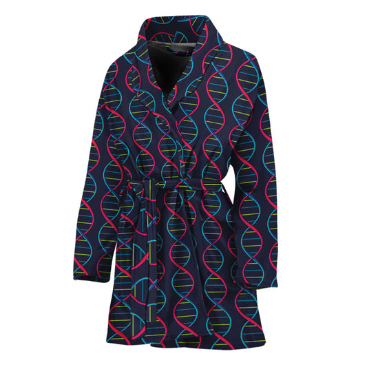 DNA Helix Pattern Print Women's Bathrobe