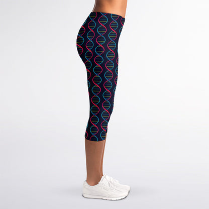 DNA Helix Pattern Print Women's Capri Leggings
