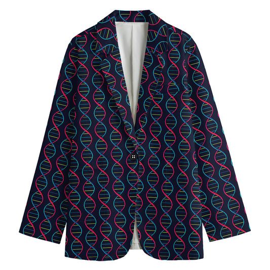 DNA Helix Pattern Print Women's Cotton Blazer