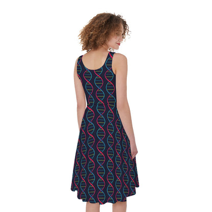 DNA Helix Pattern Print Women's Sleeveless Dress