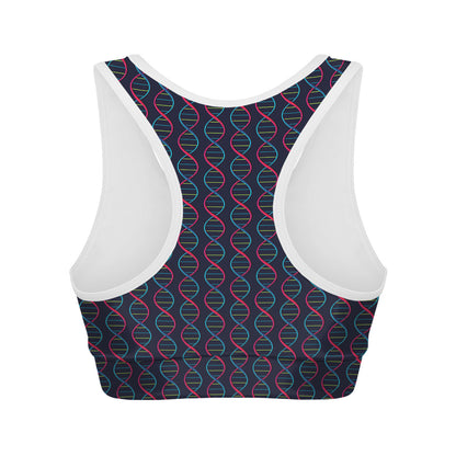 DNA Helix Pattern Print Women's Sports Bra