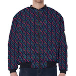 DNA Helix Pattern Print Zip Sleeve Bomber Jacket
