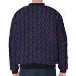 DNA Helix Pattern Print Zip Sleeve Bomber Jacket