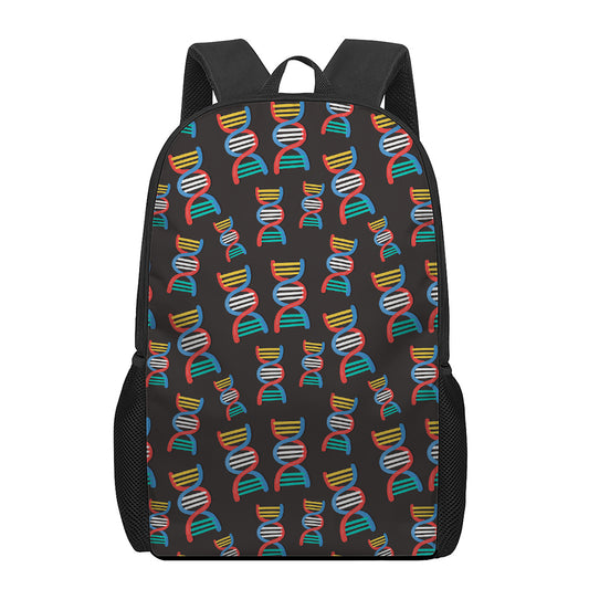 DNA Strands Pattern Print 17 Inch Backpack