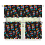 DNA Strands Pattern Print 3 Piece Kitchen Curtains
